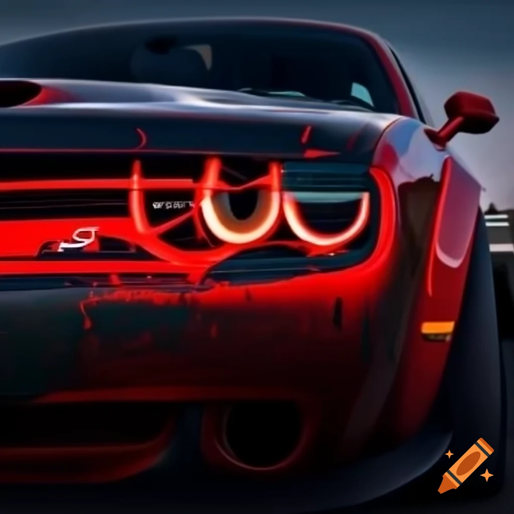Red Dodge Challenger Hellcat Redeye with devil texture