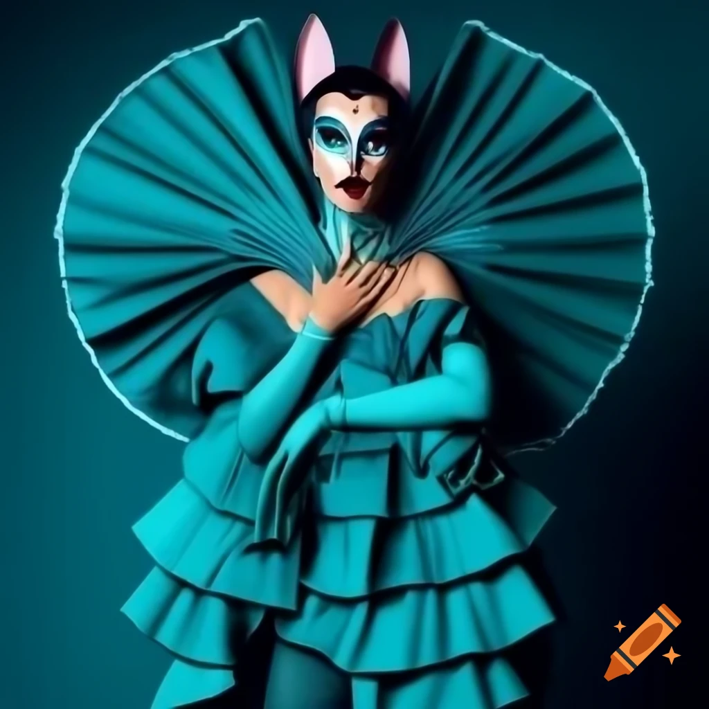 Monochromatic promo look of drag queen kitsune kismet in mystical teal
