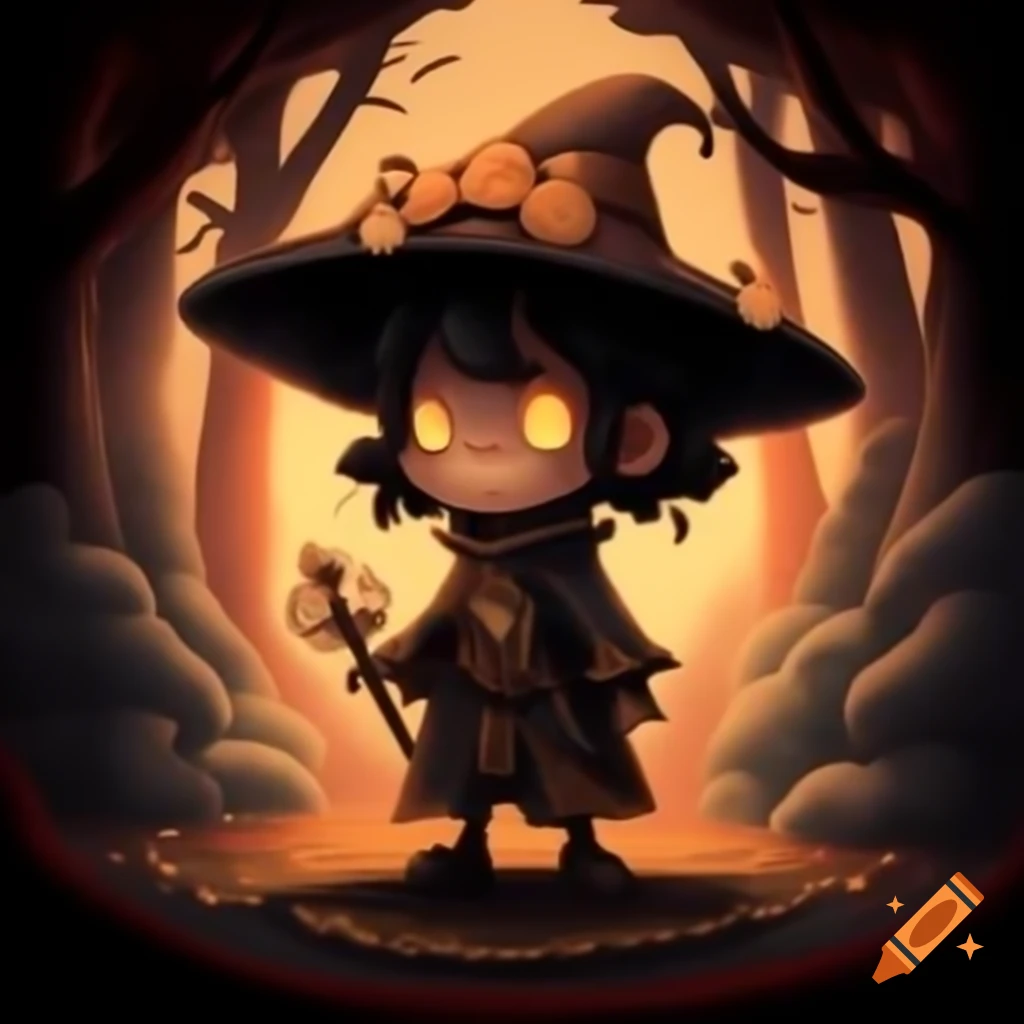 Young mage with pointed hat and cape surrounded by floating magical symbols