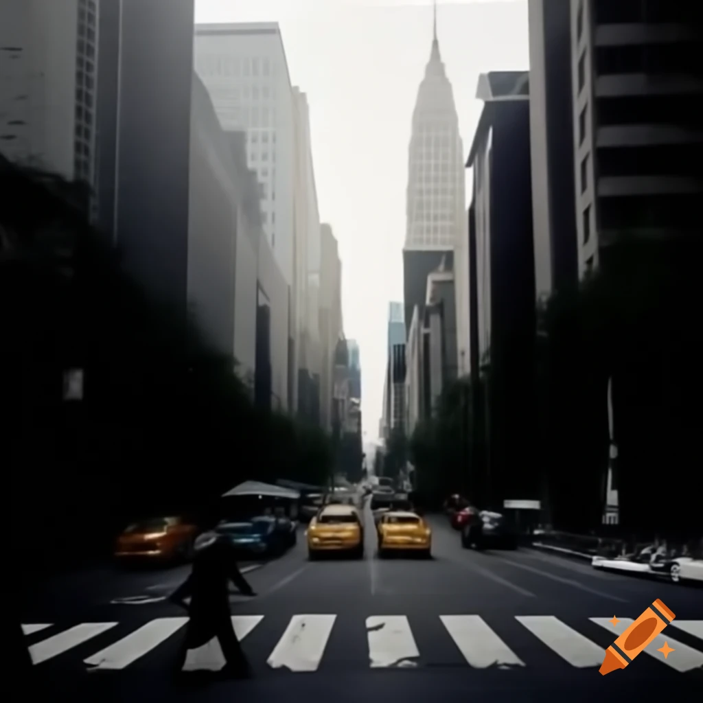 Busy city life scene with people and traffic