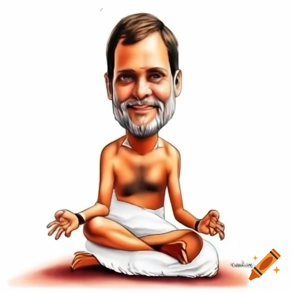 Comical caricature of Rahul Gandhi with exaggerated features