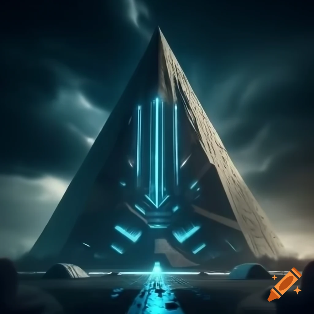 High-tech sci-fi pyramid structure
