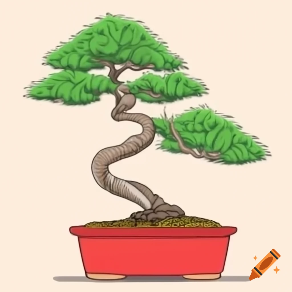 Bonsai juniper in a square red pot