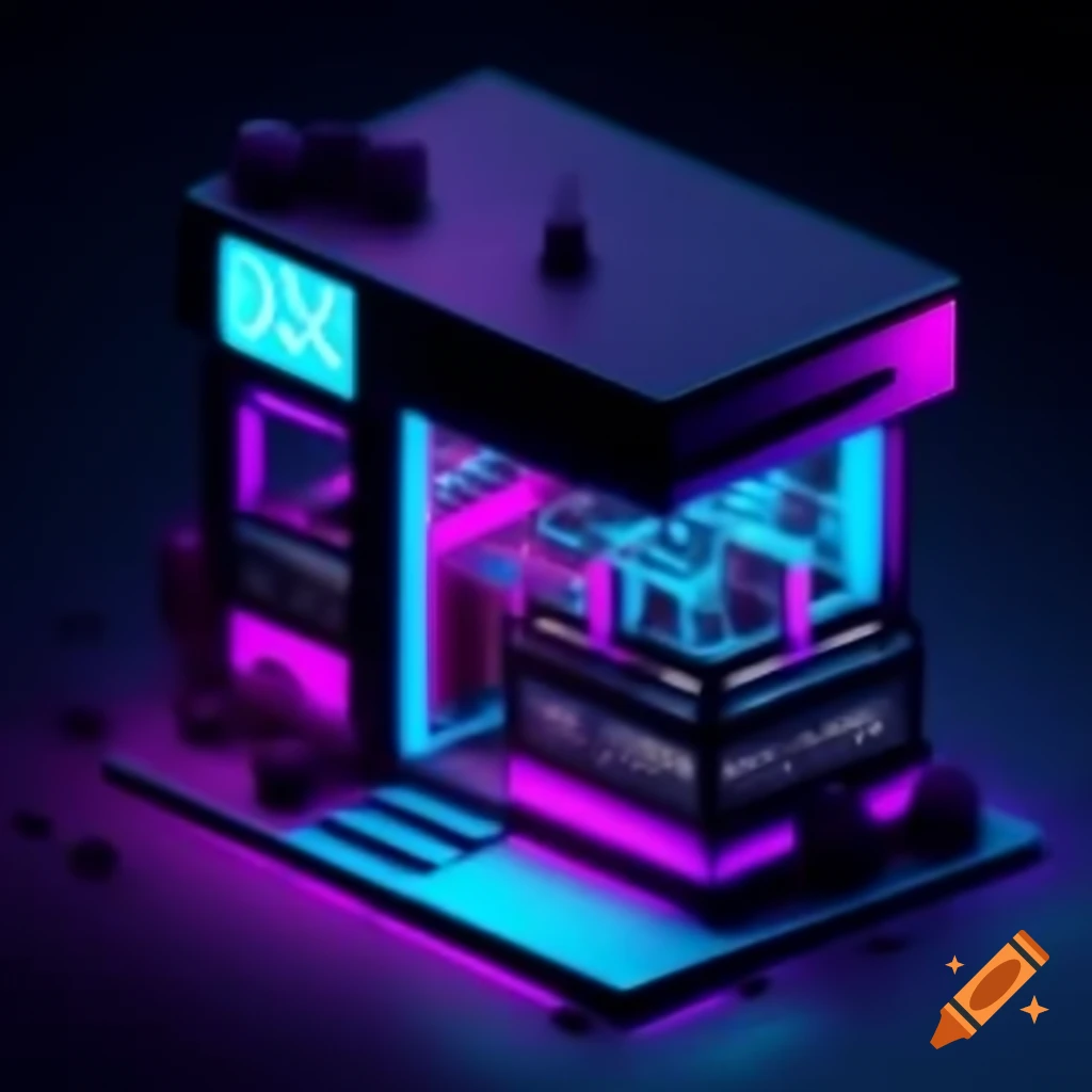 Logotype design for vape and liquid shop featuring purple, blue, and neon accents