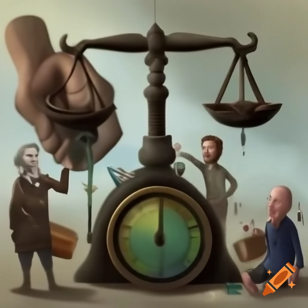 Logo design for podcast 'Two Worlds' featuring old weighing scale balancing rich people and contrasting elements