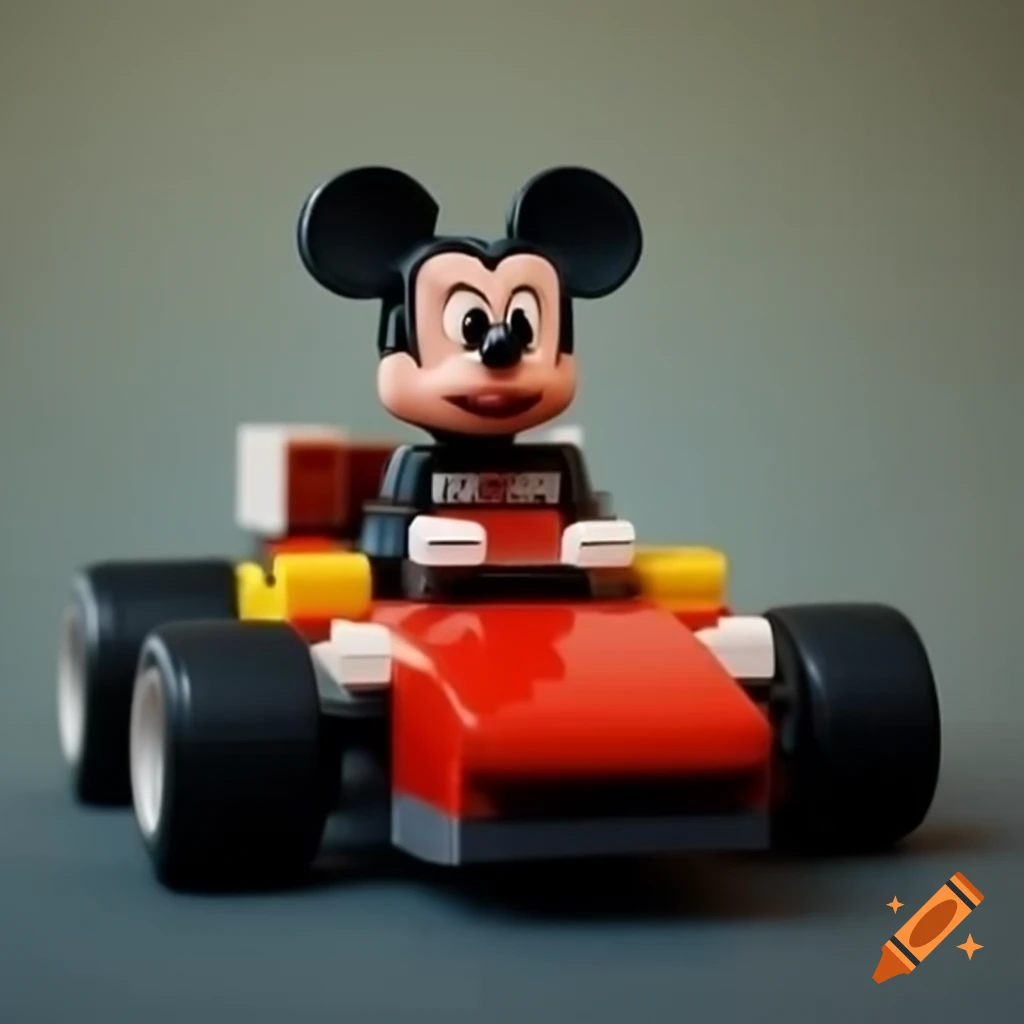 Mickey Mouse in LEGO F1 car
