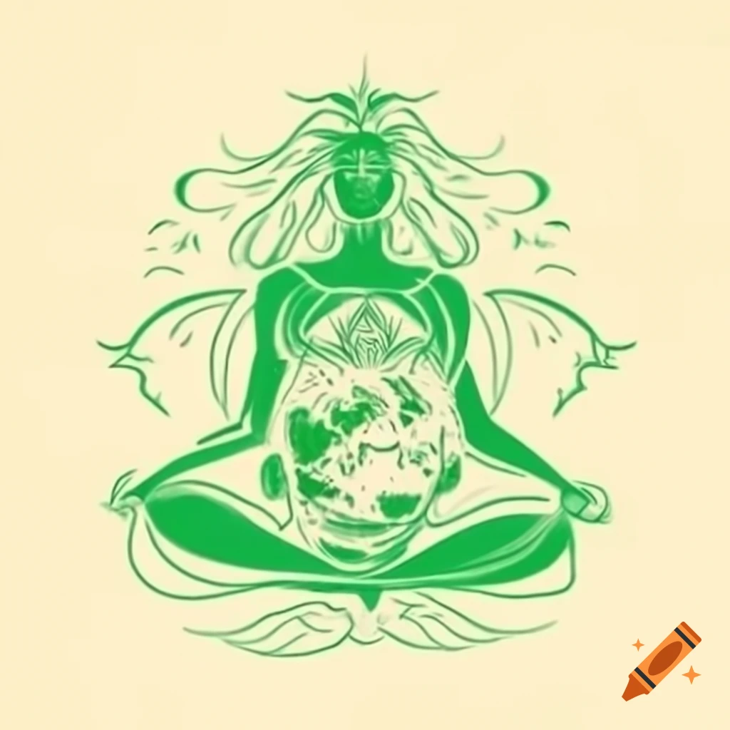 Gaia, personification of Earth as a green goddess, ancestral mother of all life