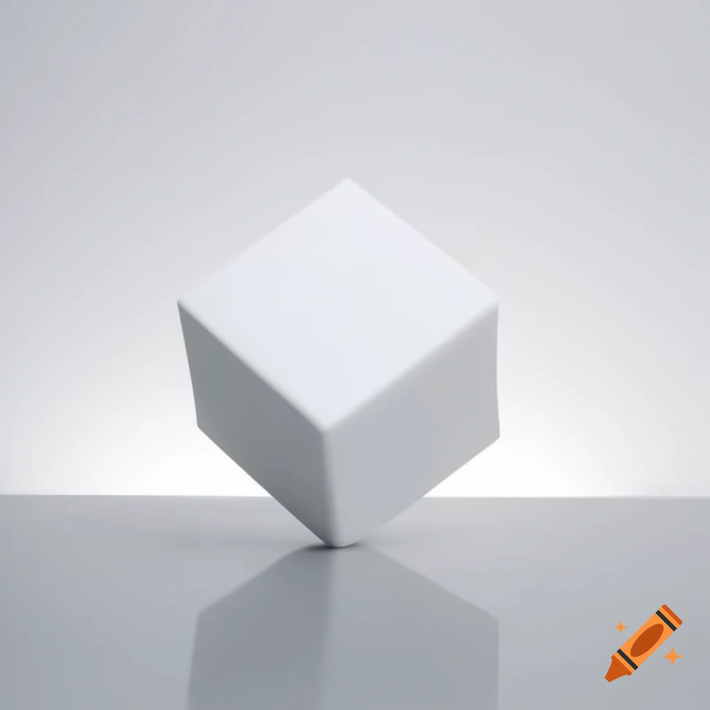 Isolated pristine white cube against clean white backdrop
