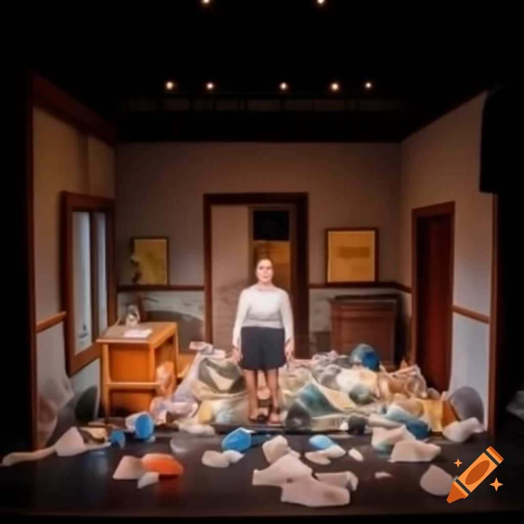 Theatre stage with room decoration made from recycled materials