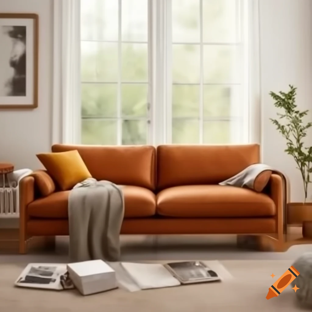 Comfortable sofa in cozy home interior