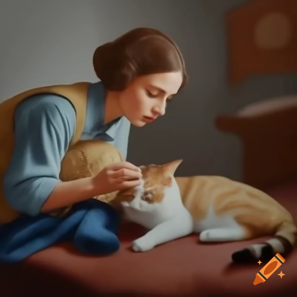 Woman interacting playfully with a cat