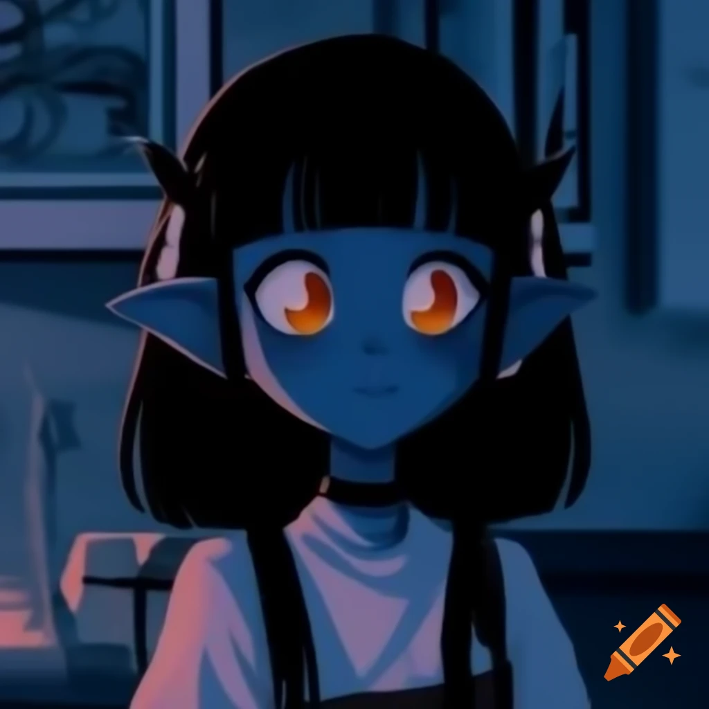 Anime character with dark skin