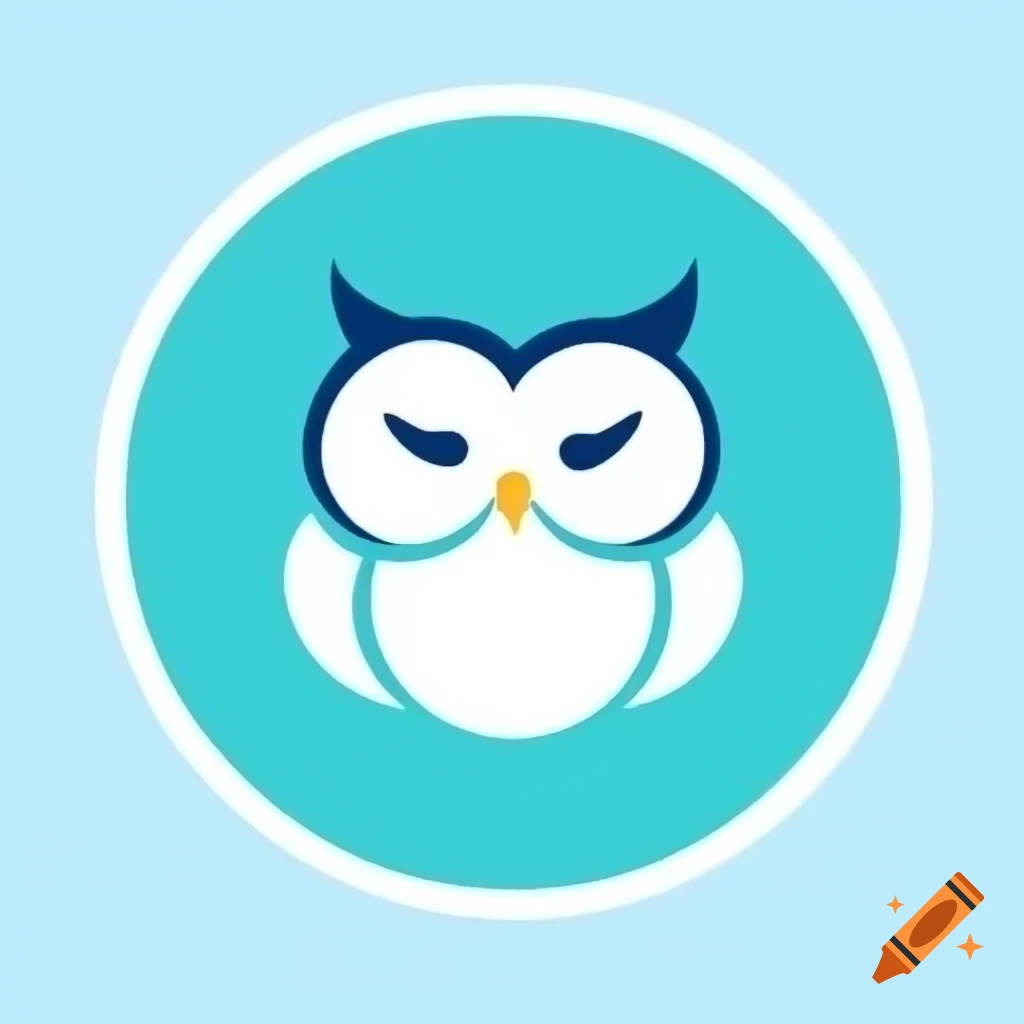 Minimalistic owl logo illustration with large borders