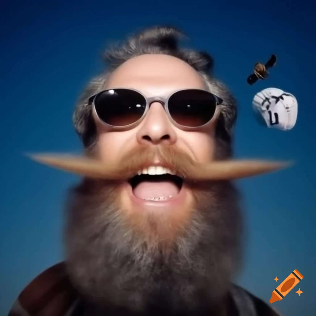 Greek philosopher Plato with sunglasses singing in Athens