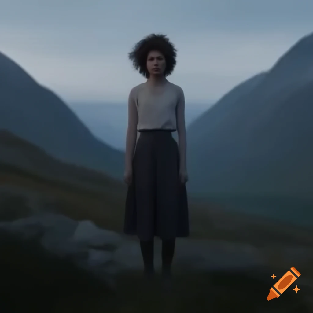 A lone spy searching for the last princess in a mountainous landscape, reflecting a sad narrative
