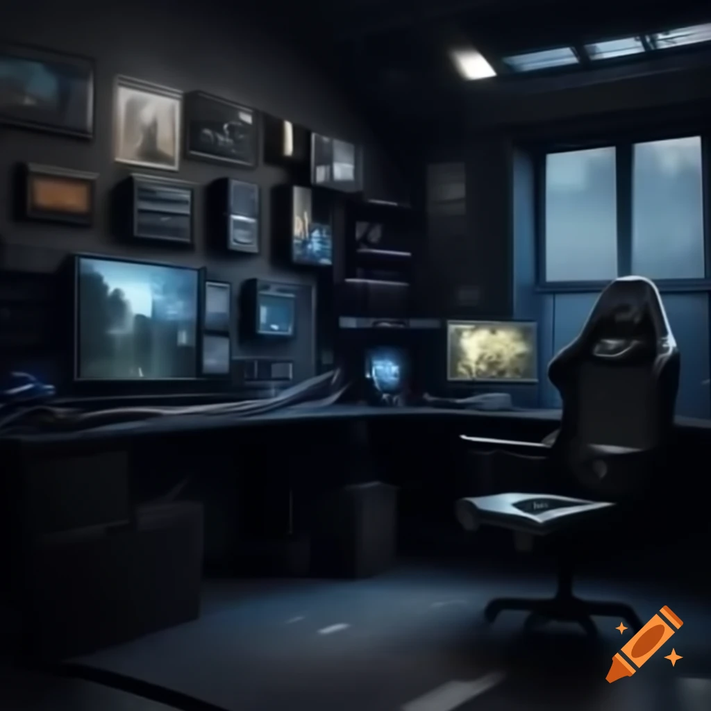 Batman themed gaming room with themed decor and equipment