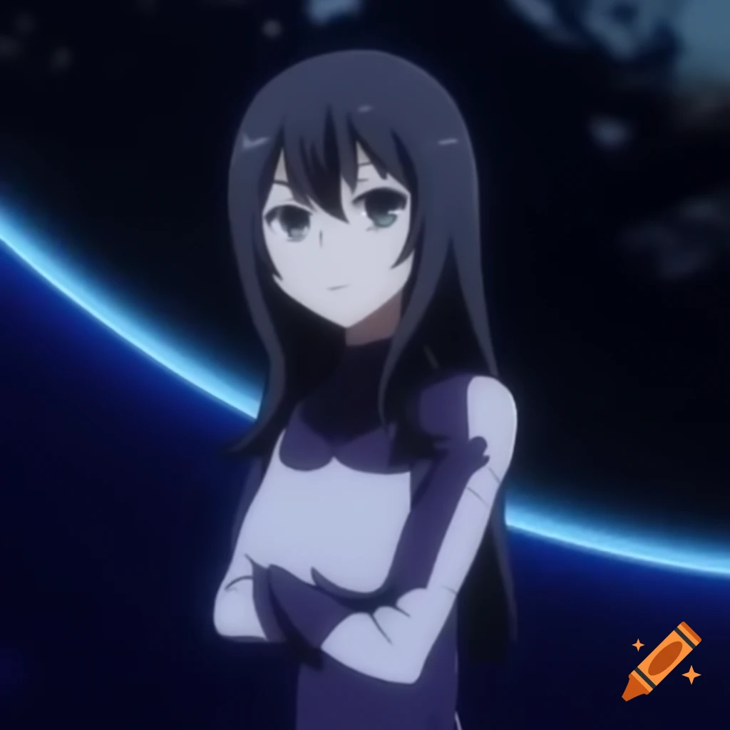 Anime girl floating in space