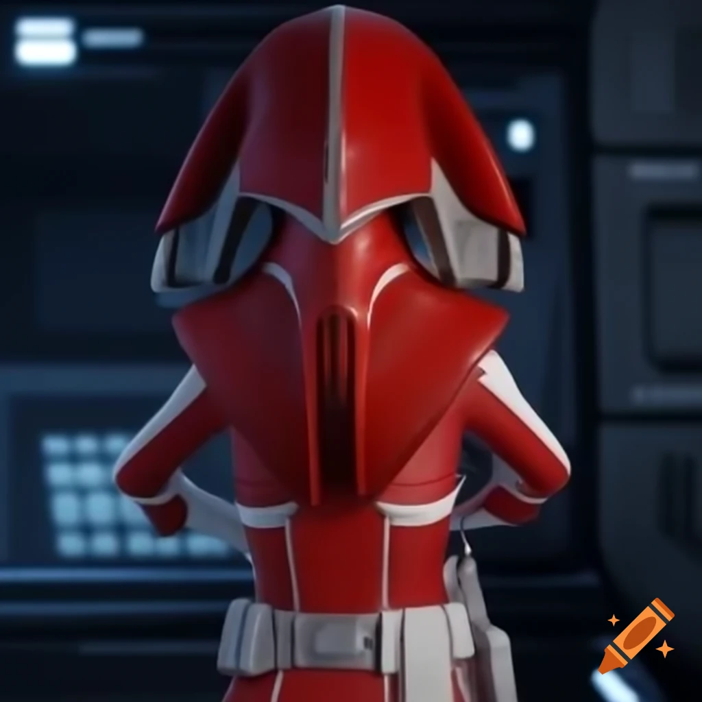 Red-and-white clad female Emperor's Royal Guard from Star Wars