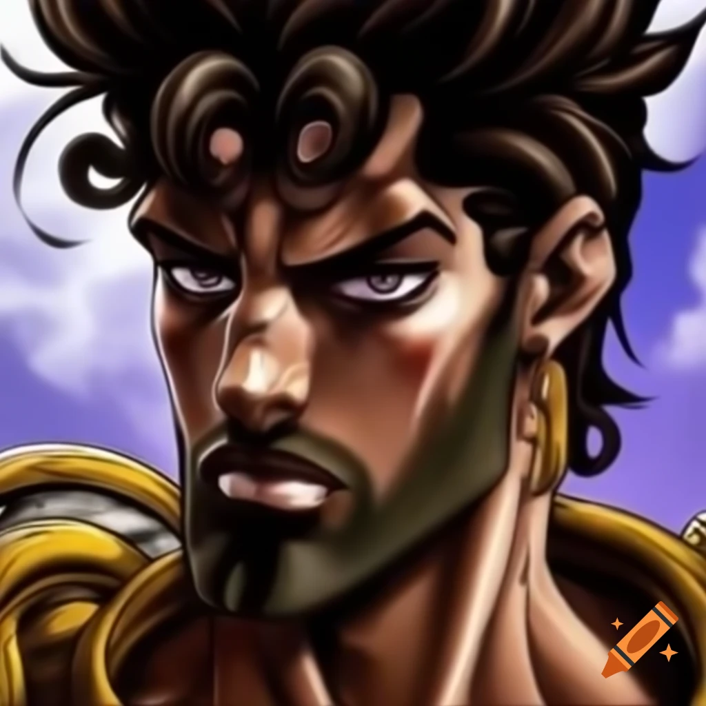Moroccan male character from JoJo's Bizarre Adventure with poorly trimmed beard