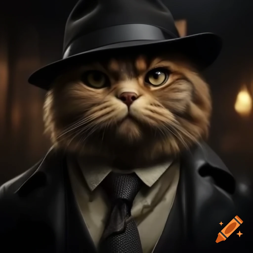 Gangster cat wearing cap and gold chain