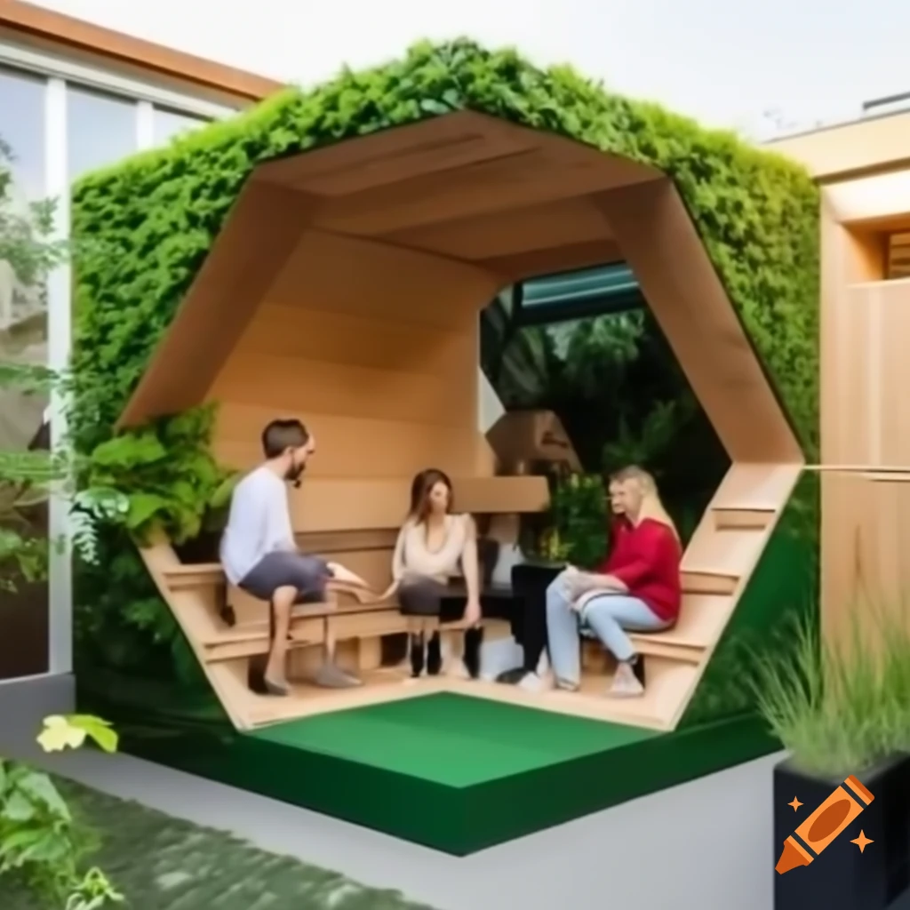 Innovative cube structure made of recycled wood for flexible social gatherings