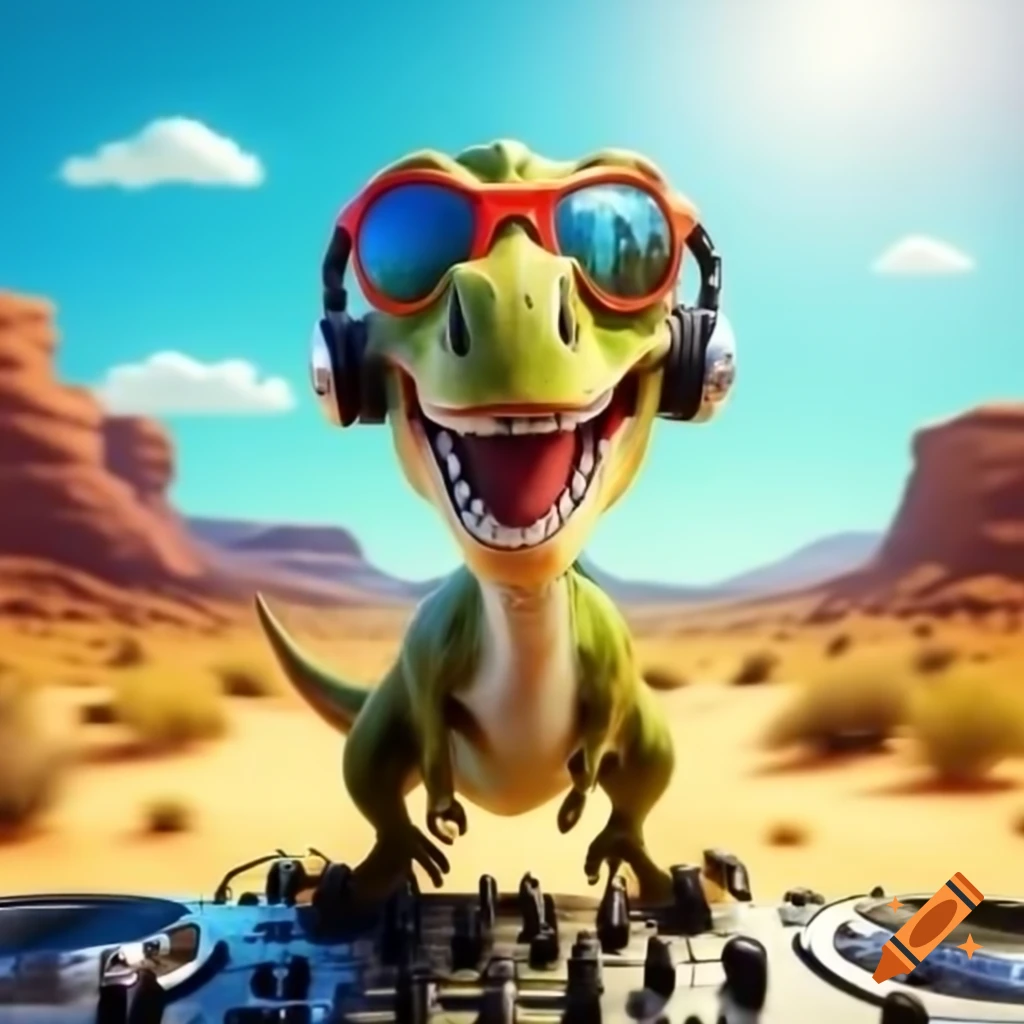 Dinosaur wearing sunglasses in a cool pose on craiyon