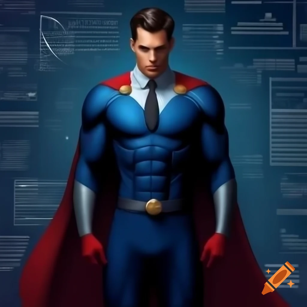 Captain Quant in modern sleek suit blending business and superhero style