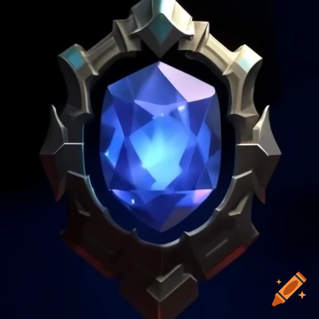 Sapphire gemstone in intricate shield-shaped setting glowing with iridescent radiance