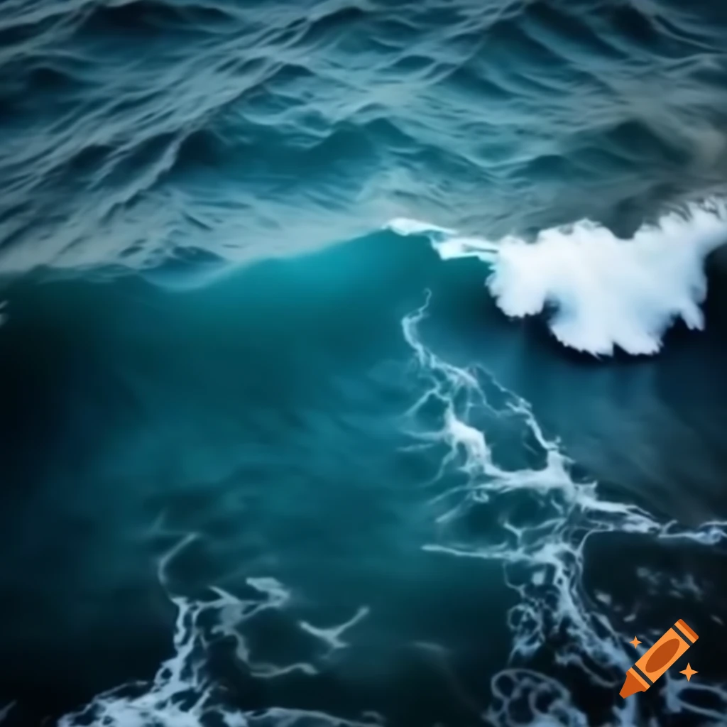 Intimidating ocean waves crashing powerfully
