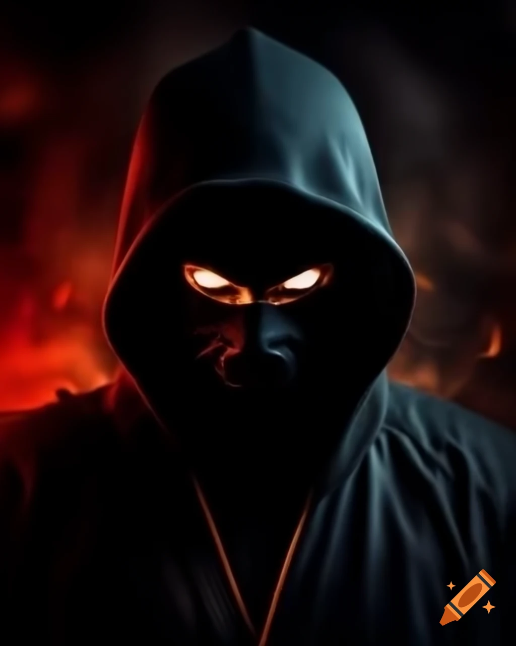 Silhouette of a ninja wearing a mask