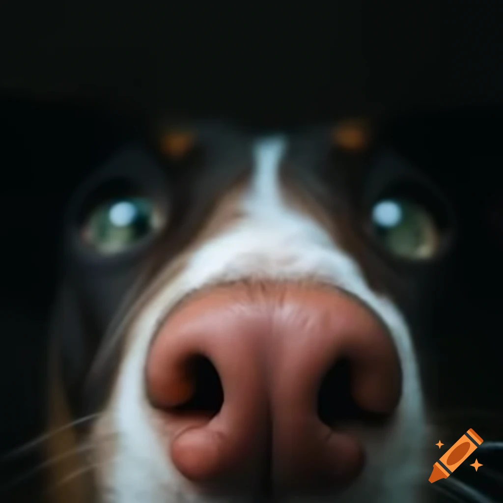 Close-up view of a nose from inside perspective