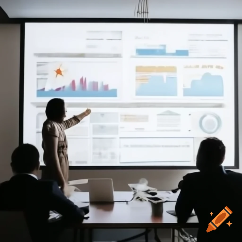 Government employee presenting a progressive chart during a meeting