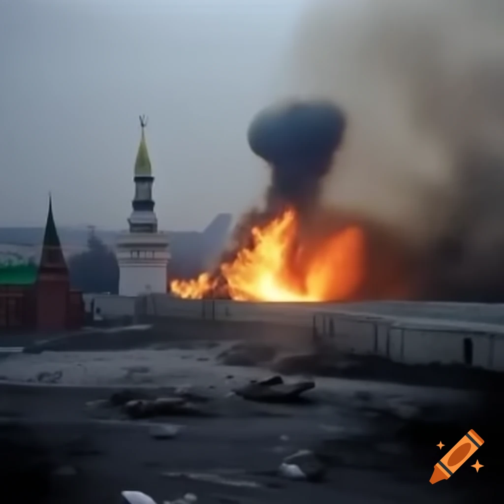 Flying saucer shooting fire at Moscow Kremlin