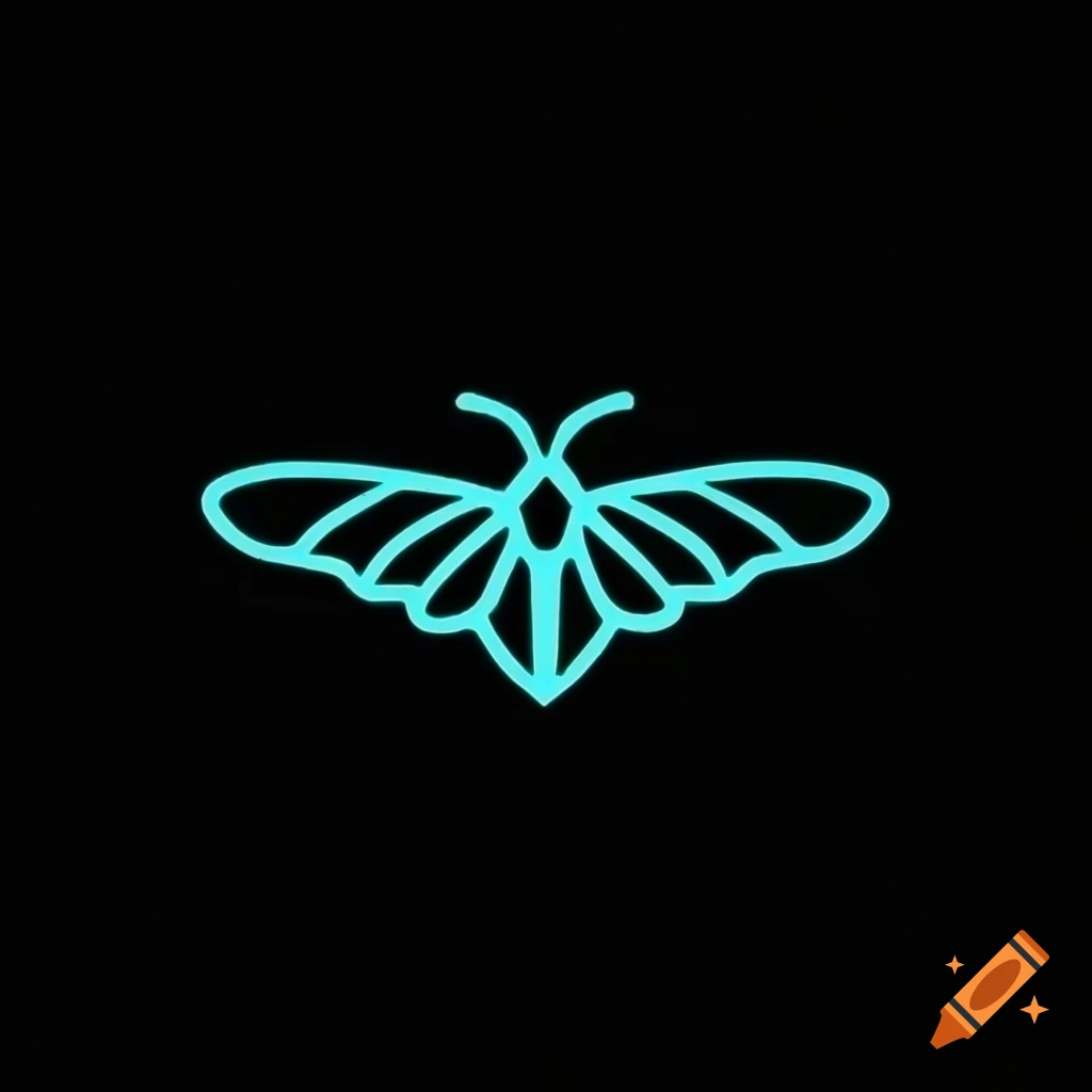 Cyber moth minimalist logo on black background