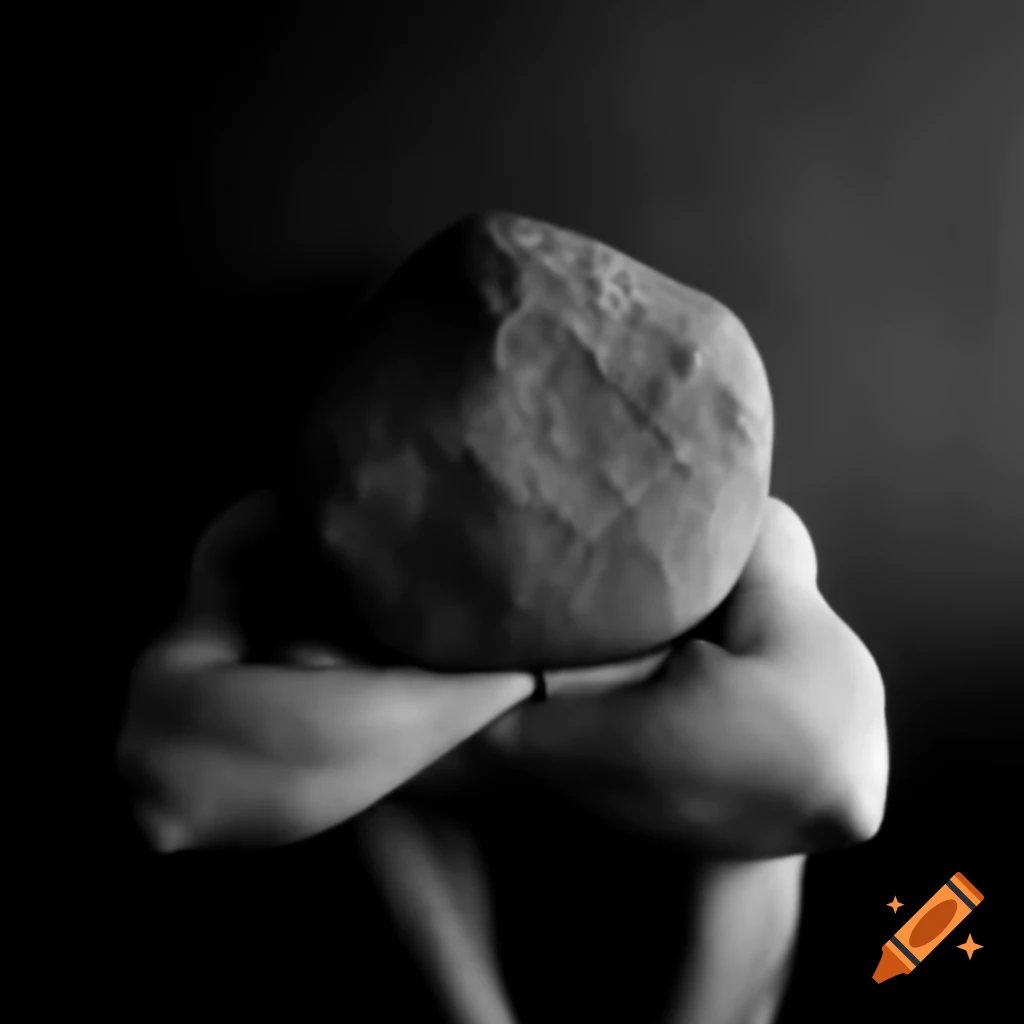 Exhausted Man Carrying Large Stone On Shoulders Bent Over On Craiyon exhausted-man-carrying-large-stone-on-shoulders-bent-over-on-craiyon