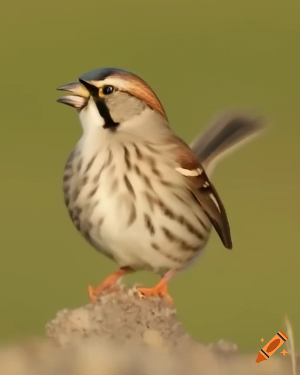 Cat hunting sparrow in natural setting