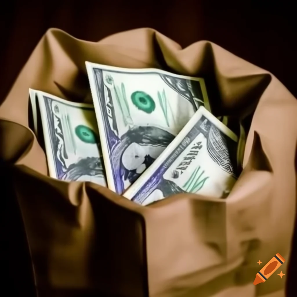 Paper bag containing bribe money