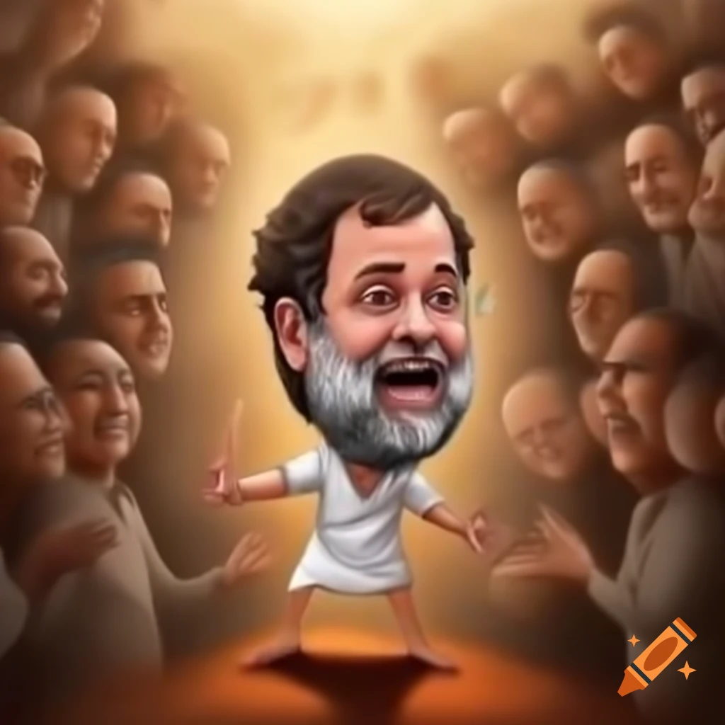 Comical caricature of Rahul Gandhi with exaggerated features