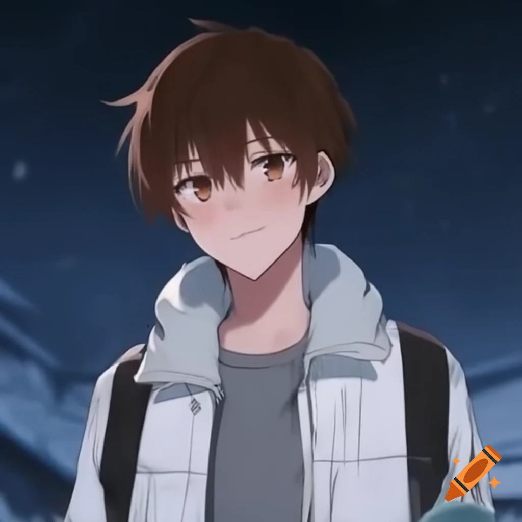 Anime character, young man in winter jacket with a complex personality