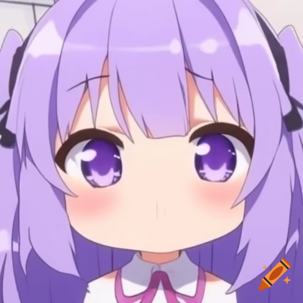 Anime chibi character with lavender hair