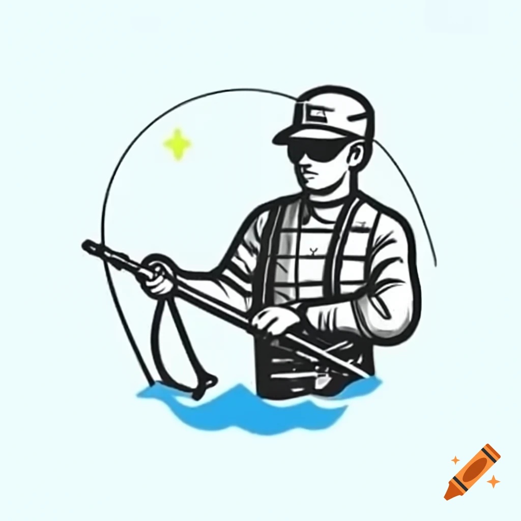 Soldier fishing in a serene environment