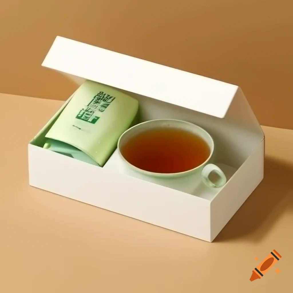 Sliding paper box with green herbal tea