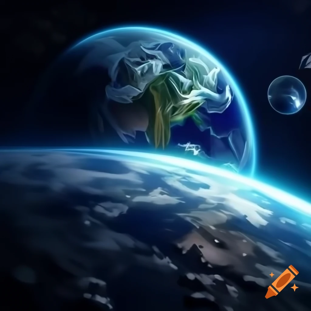 Digital twin of Earth using AI for pixel analysis, futuristic scientific style