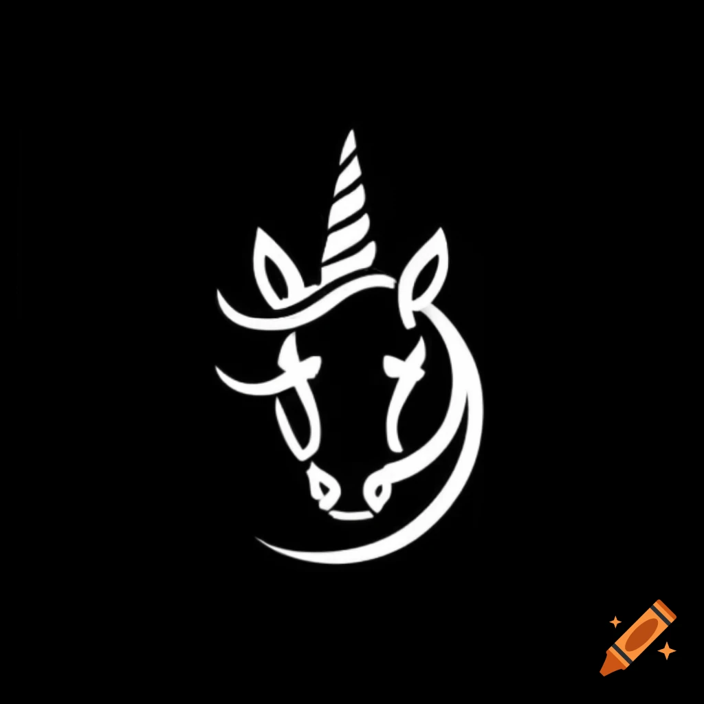 Minimalist cyber unicorn head logo on black background