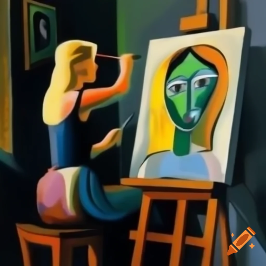 Blonde woman inspired by Picasso's painting style