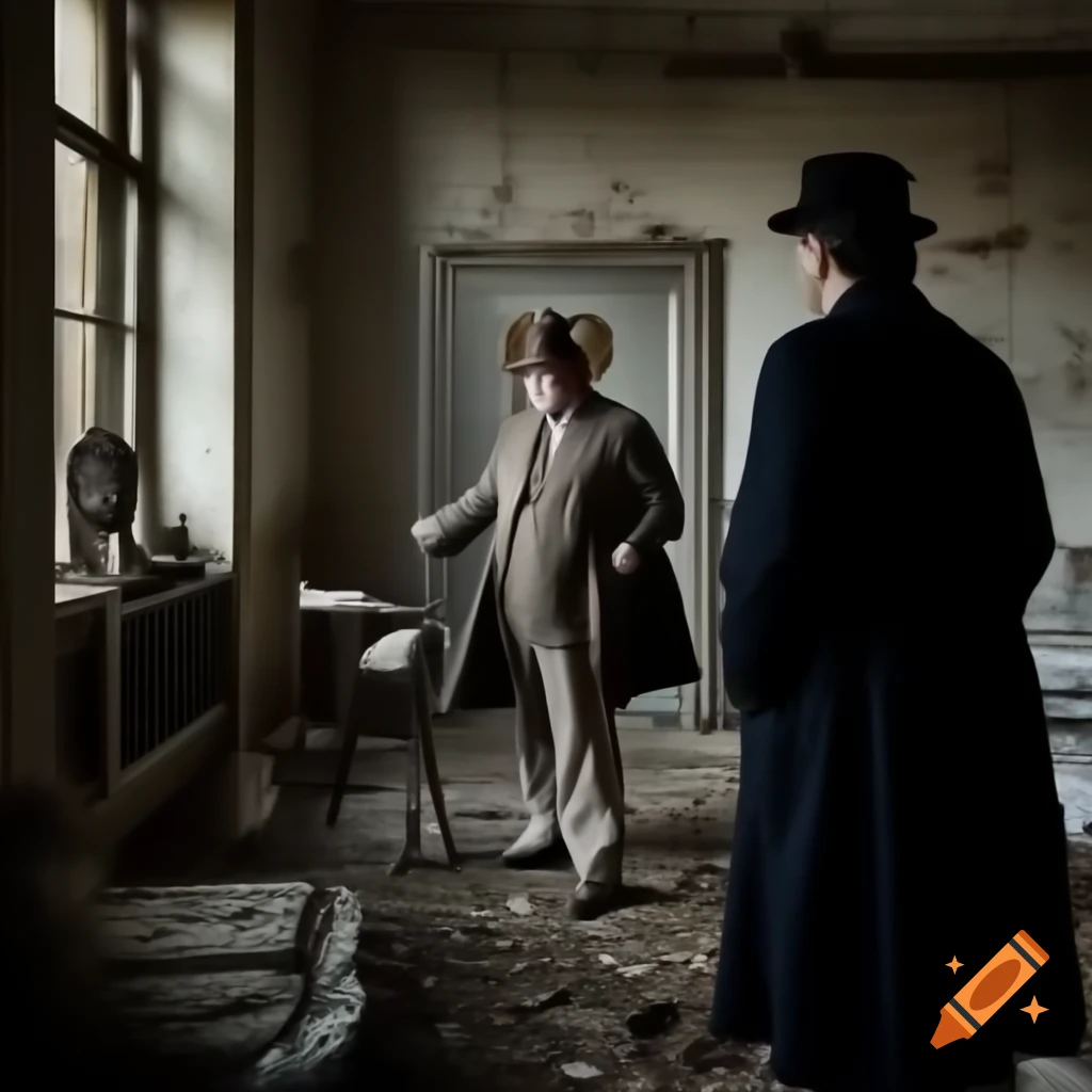 1950s detective in formal attire and fedora hat on a case 1950s detective in formal attire and fedora hat on a case
