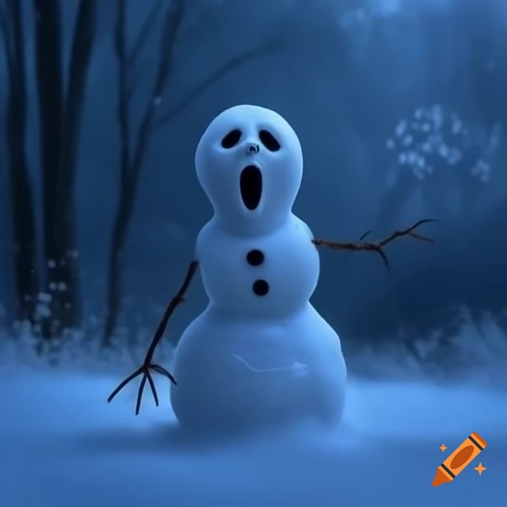 Frosty the snowman dressed as ghost face from scream on craiyon