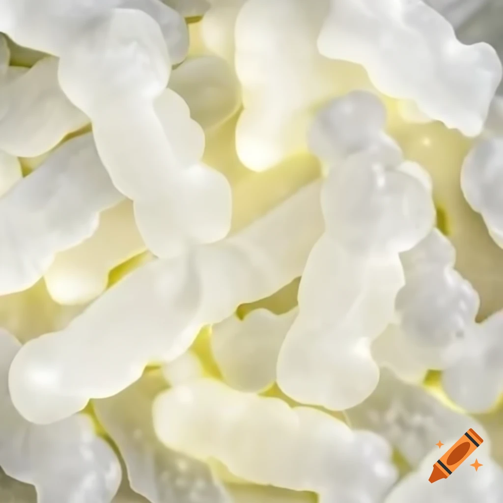 Cluster of white dragon gummy candies resembling mythical beasts