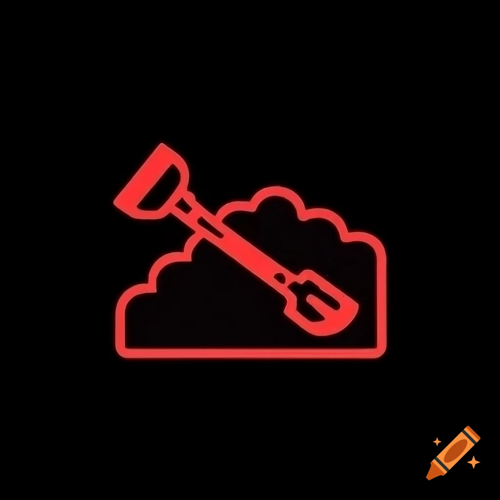 App icon featuring a shovel throwing dirt in black and red