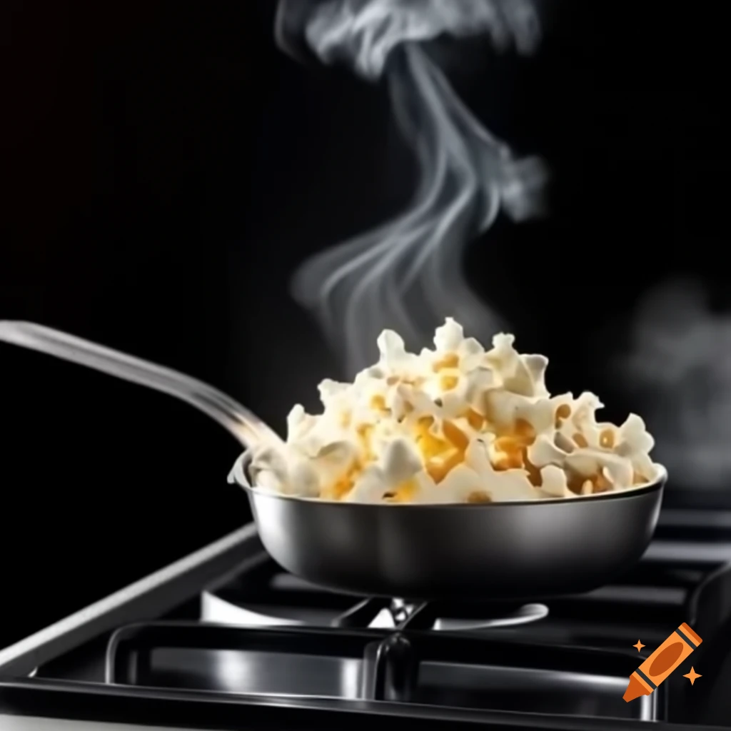 Popcorn popping in slow motion from hot oil pan